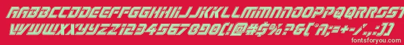 Legiosabinabevelital-Schriftart – Grüne Schriften auf rotem Hintergrund