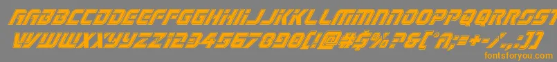 フォントLegiosabinabevelital – オレンジの文字は灰色の背景にあります。