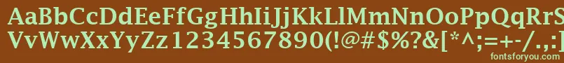 フォントLucidaFaxDemibold – 緑色の文字が茶色の背景にあります。