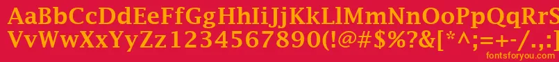 フォントLucidaFaxDemibold – 赤い背景にオレンジの文字