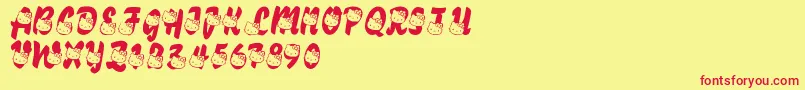 LmsHelloKittyHello Font – Red Fonts on Yellow Background