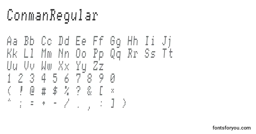ConmanRegularフォント–アルファベット、数字、特殊文字