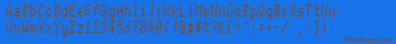 フォントConmanRegular – 茶色の文字が青い背景にあります。