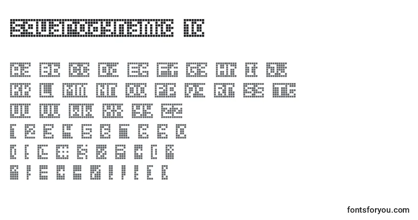 Шрифт Squarodynamic 10 – алфавит, цифры, специальные символы