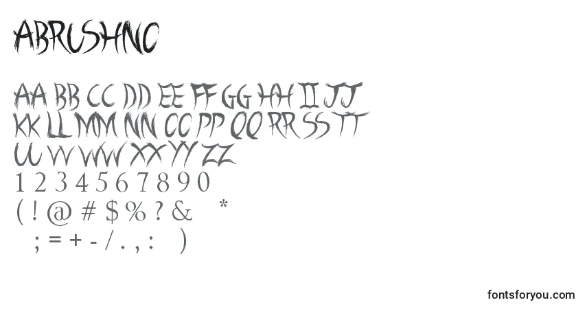 Fuente ABrushNo - alfabeto, números, caracteres especiales