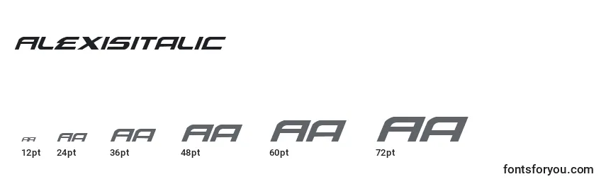AlexisItalic Font Sizes