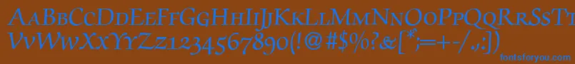 ZabriskiescriptsmcBold-Schriftart – Blaue Schriften auf braunem Hintergrund