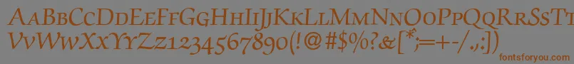 Шрифт ZabriskiescriptsmcBold – коричневые шрифты на сером фоне