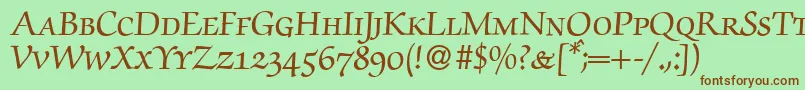 Weitere Informationen zur ZabriskiescriptsmcBold-Schriftart ZabriskiescriptsmcBold-Schriftart – Braune Schriften auf grünem Hintergrund
