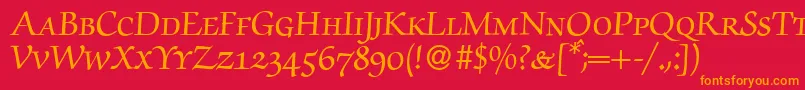 Fonte ZabriskiescriptsmcBold – fontes laranjas em um fundo vermelho