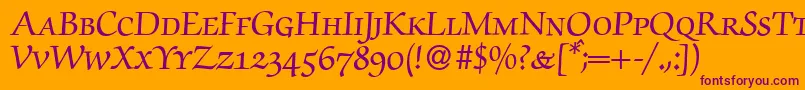 More about ZabriskiescriptsmcBold Font ZabriskiescriptsmcBold Font – Purple Fonts on Orange Background