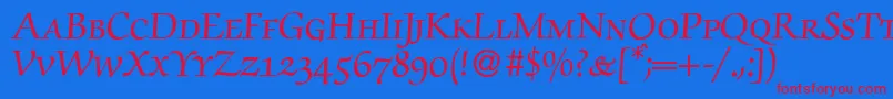 ZabriskiescriptsmcBold Font – Red Fonts on Blue Background