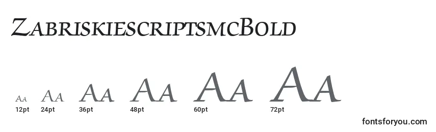 ZabriskiescriptsmcBold Font Sizes