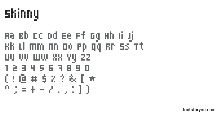 Шрифт Skinny – алфавит, цифры, специальные символы