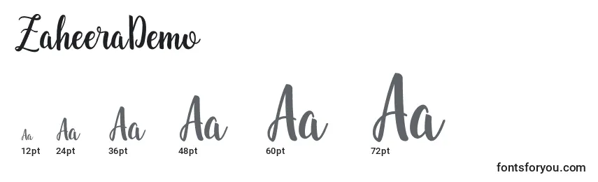 ZaheeraDemo (35031) Font Sizes