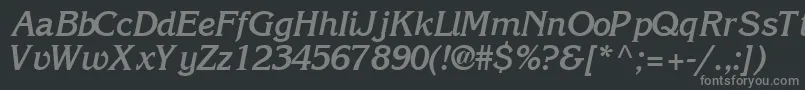 IntuitionsskBoldItalic-fontti – harmaat kirjasimet mustalla taustalla