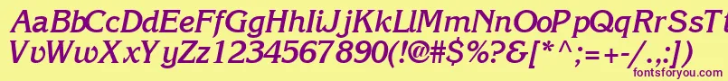 IntuitionsskBoldItalic Font – Purple Fonts on Yellow Background