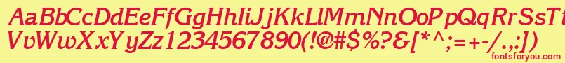 IntuitionsskBoldItalic Font – Red Fonts on Yellow Background