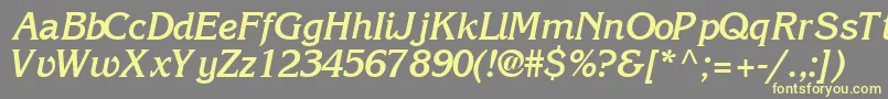 IntuitionsskBoldItalic-Schriftart – Gelbe Schriften auf grauem Hintergrund