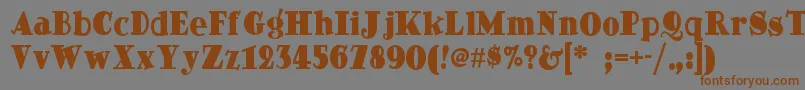 フォントDingdongdaddyonf – 茶色の文字が灰色の背景にあります。