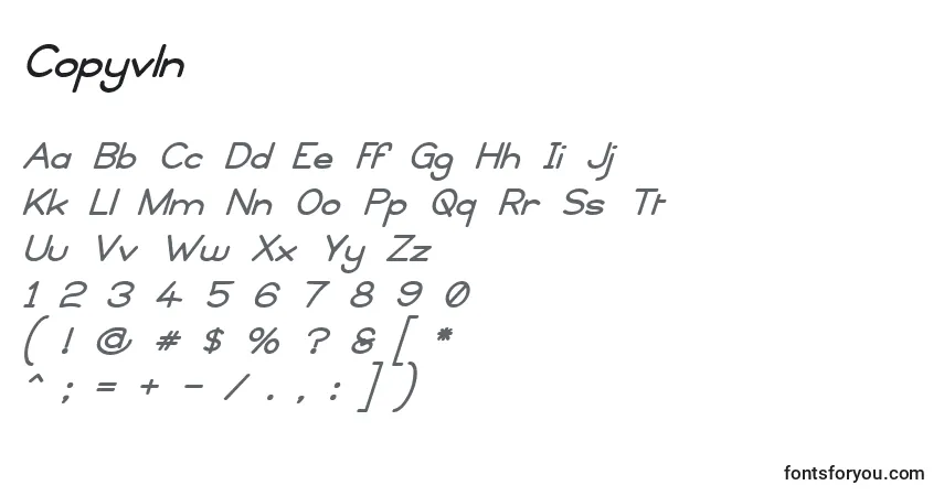 Czcionka Copyvln – alfabet, cyfry, specjalne znaki