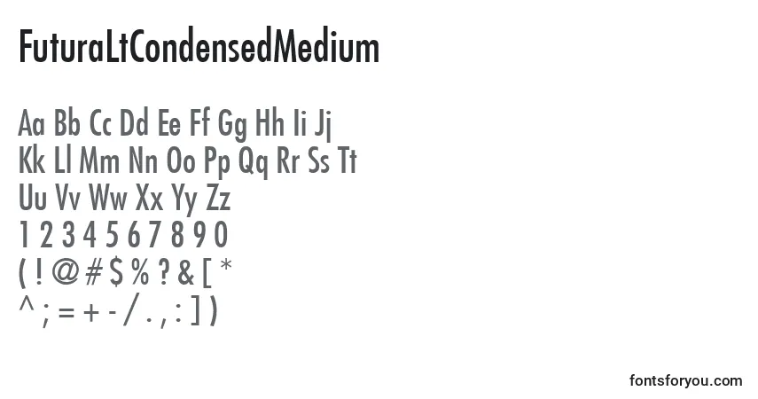 A fonte FuturaLtCondensedMedium – alfabeto, números, caracteres especiais