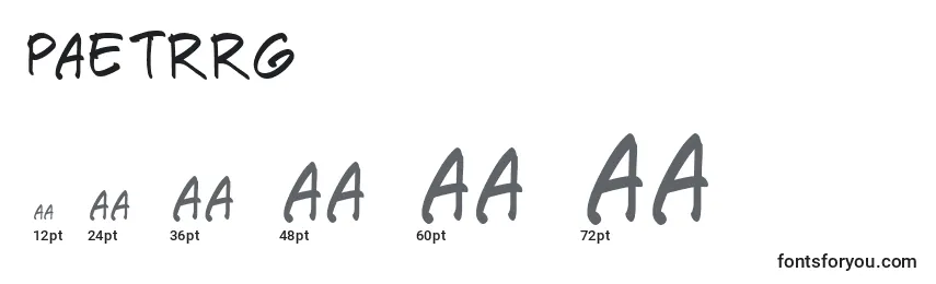 Размеры шрифта Paetrrg