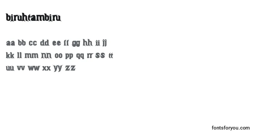 A fonte BiruHtamBiru – alfabeto, números, caracteres especiais