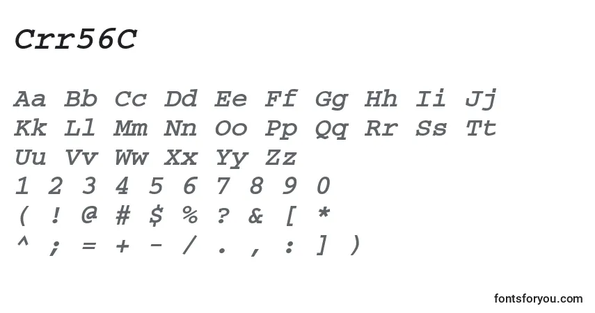 Czcionka Crr56C – alfabet, cyfry, specjalne znaki