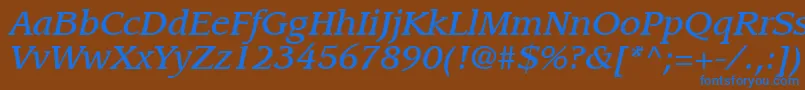 Czcionka ItcLeawoodLtMediumItalic – niebieskie czcionki na brązowym tle