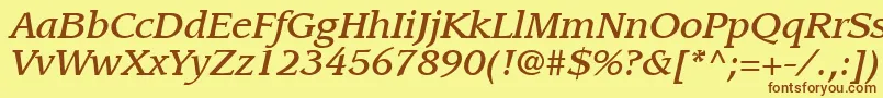 ItcLeawoodLtMediumItalic Font – Brown Fonts on Yellow Background