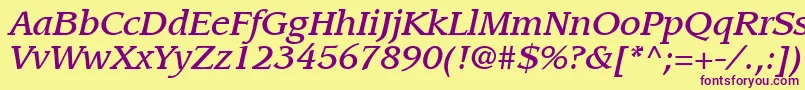 ItcLeawoodLtMediumItalic Font – Purple Fonts on Yellow Background