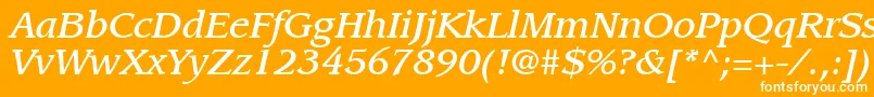 Fonte ItcLeawoodLtMediumItalic – fontes brancas em um fundo laranja