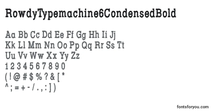 RowdyTypemachine6CondensedBold-fontti – aakkoset, numerot, erikoismerkit