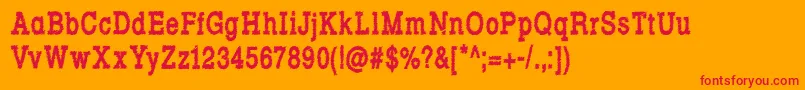 RowdyTypemachine6CondensedBold-Schriftart – Rote Schriften auf orangefarbenem Hintergrund