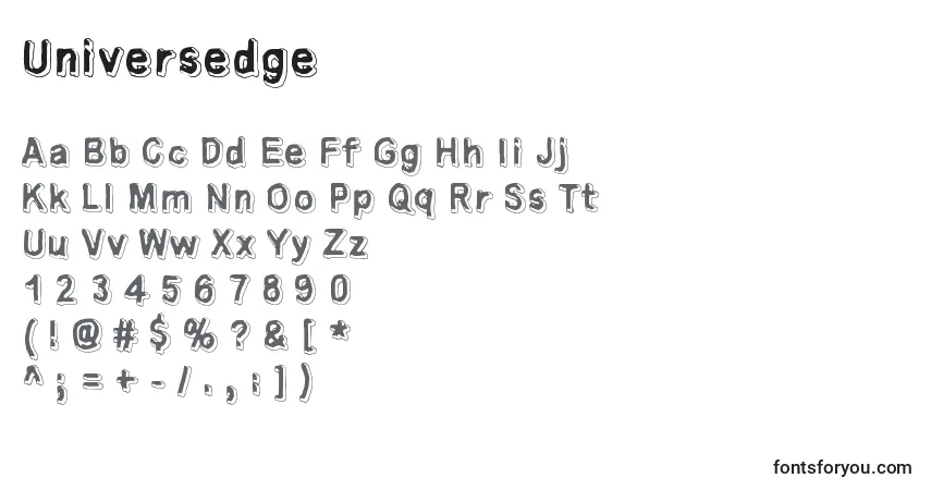 Czcionka Universedge – alfabet, cyfry, specjalne znaki