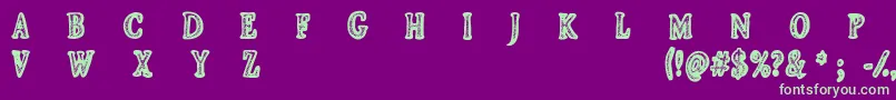 フォントCfjeanscollectionRegular – 紫の背景に緑のフォント