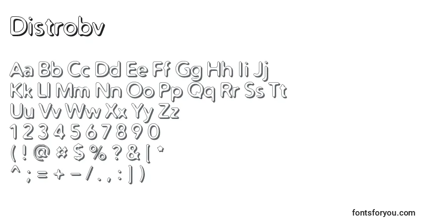 Schriftart Distrobv – Alphabet, Zahlen, spezielle Symbole