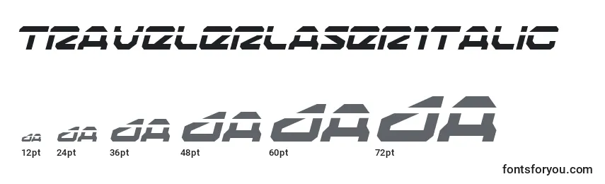TravelerLaserItalic Font Sizes