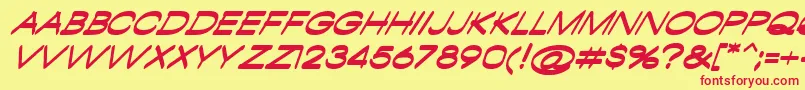 Fonte AmbamboItalic – fontes vermelhas em um fundo amarelo