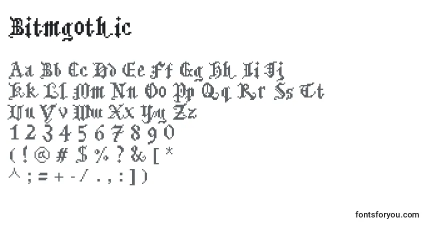 Bitmgothic-fontti – aakkoset, numerot, erikoismerkit