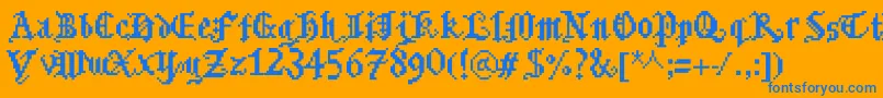 Bitmgothic Font – Blue Fonts on Orange Background