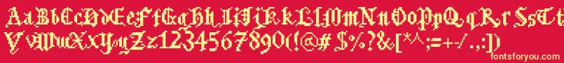 Bitmgothic Font – Yellow Fonts on Red Background