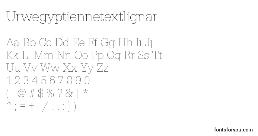 A fonte Urwegyptiennetextlignar – alfabeto, números, caracteres especiais