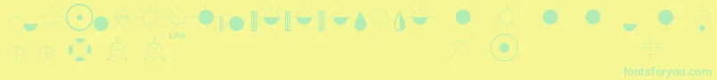 フォントEsriIglFont21 – 黄色い背景に緑の文字