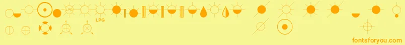 Fonte EsriIglFont21 – fontes laranjas em um fundo amarelo