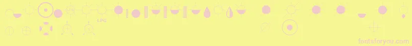EsriIglFont21-fontti – vaaleanpunaiset fontit keltaisella taustalla