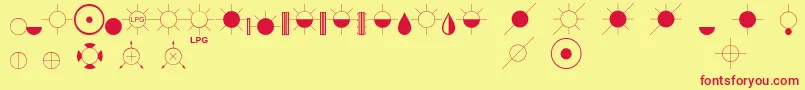 EsriIglFont21-fontti – punaiset fontit keltaisella taustalla