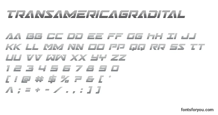 Schriftart Transamericagradital – Alphabet, Zahlen, spezielle Symbole