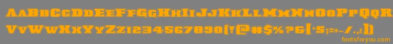 フォントLaredotrailacad – オレンジの文字は灰色の背景にあります。